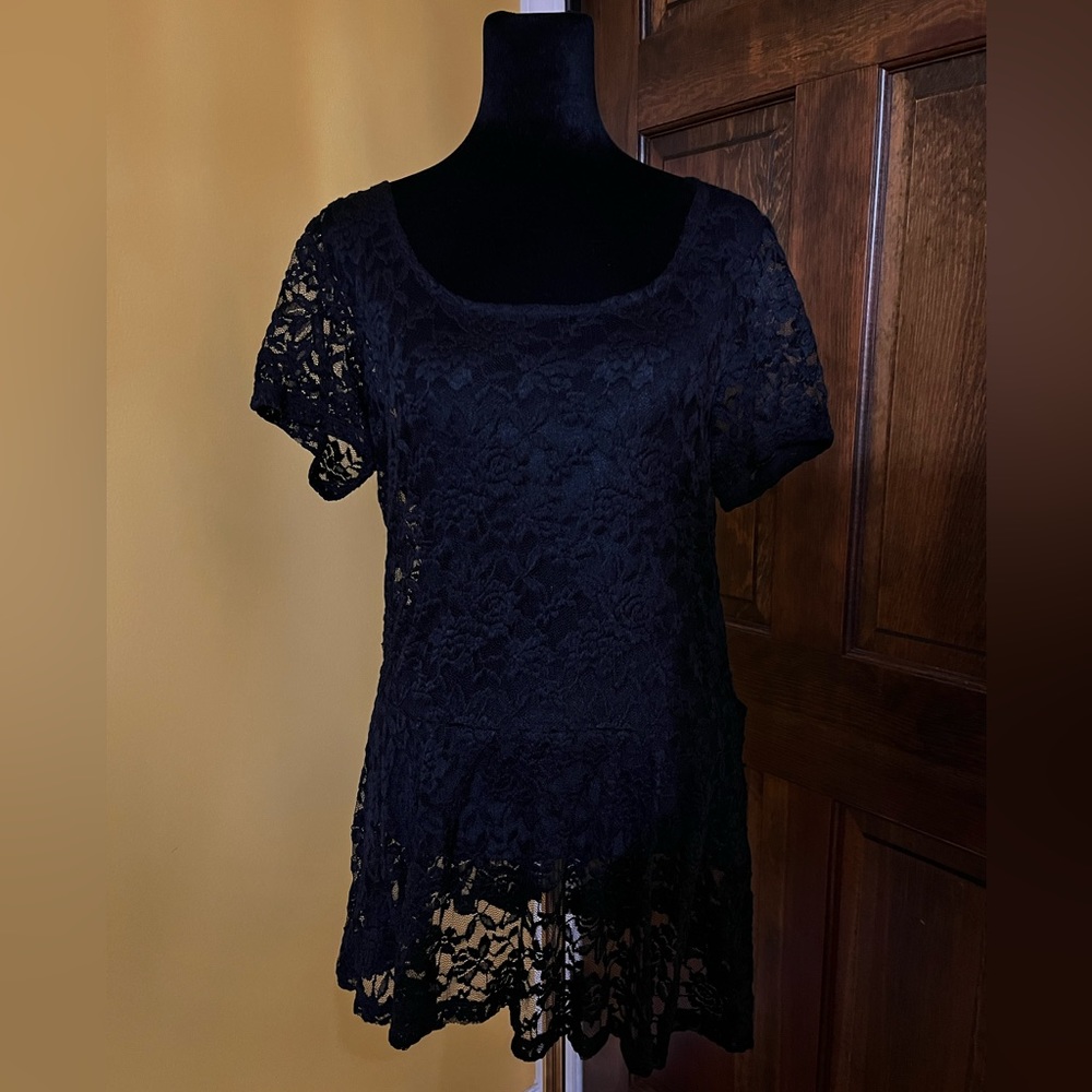 TORRID Black Lace Peplum Top